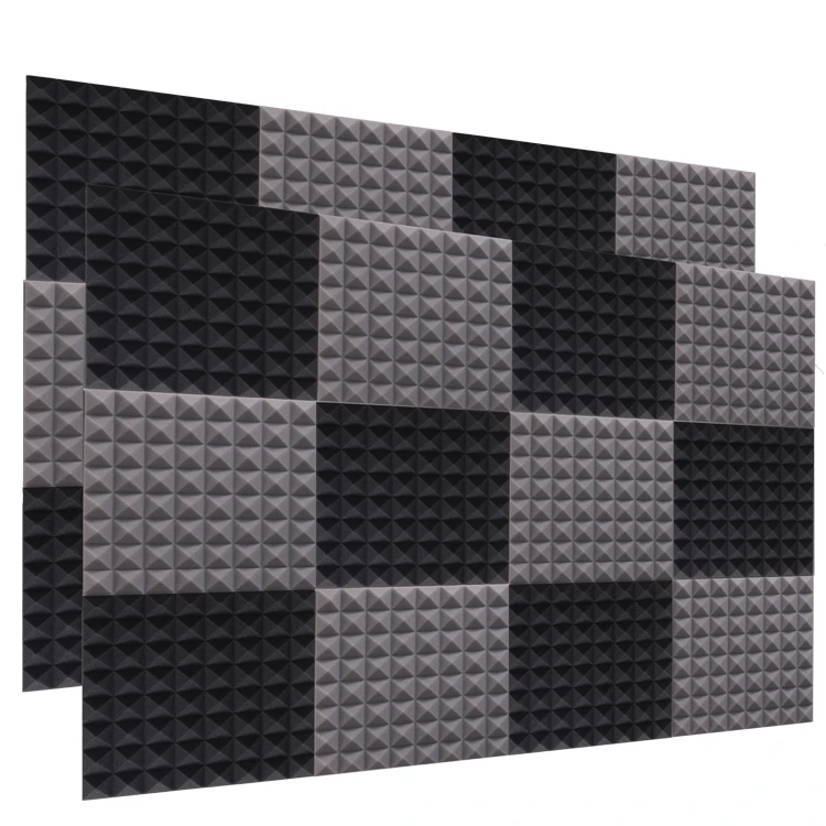 
Professional pyramid studio soundproof foam sound wall panel 24-piece 1.4*12*12 inch black, charcoal ash Acoustic sponge 