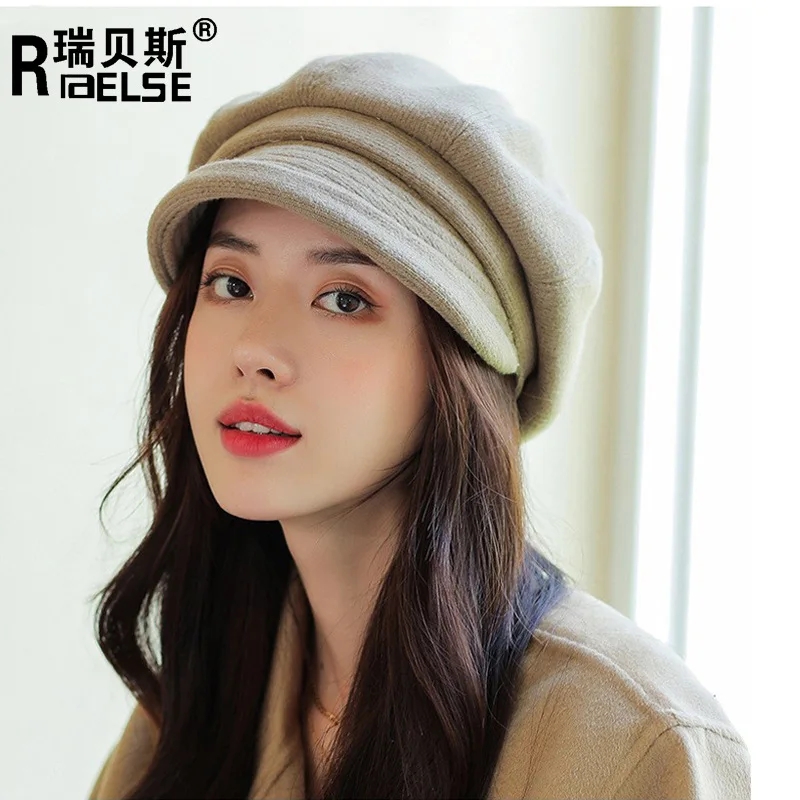 Модная осенне-зимняя теплая восьмиугольная шляпа Женская японская Повседневная универсальная британская ретро-берет