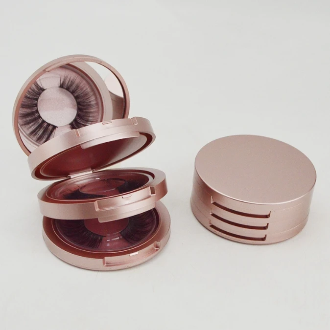 2 Layer Compact Powder Case Pink Empty False Eyelash Case 3 Layer Cosmetic Pink Plastic Empty Compact Powder Case