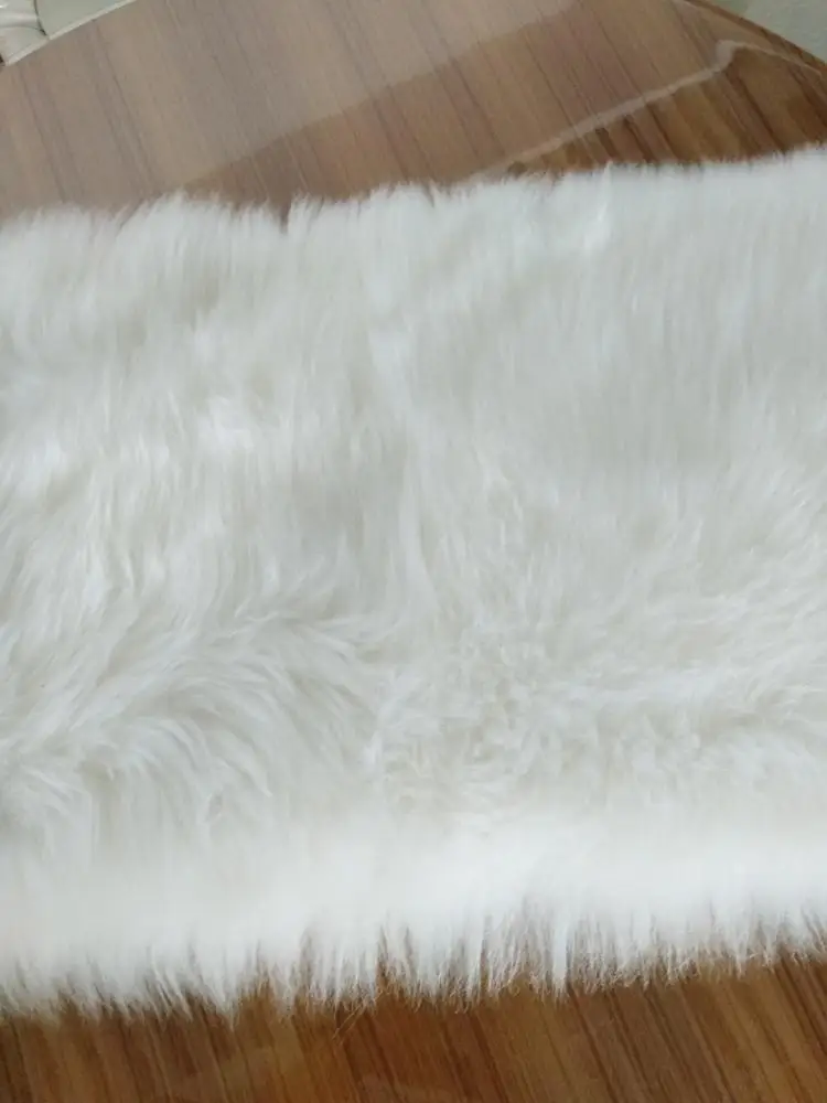 100%Acrylic Snow White Long Hair Faux Sheepskin Anti slip Table Runner Rug