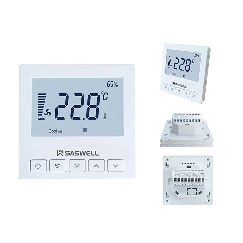 SASWELL Fan coil with modbus AC 2 pipe thermostat with humidity