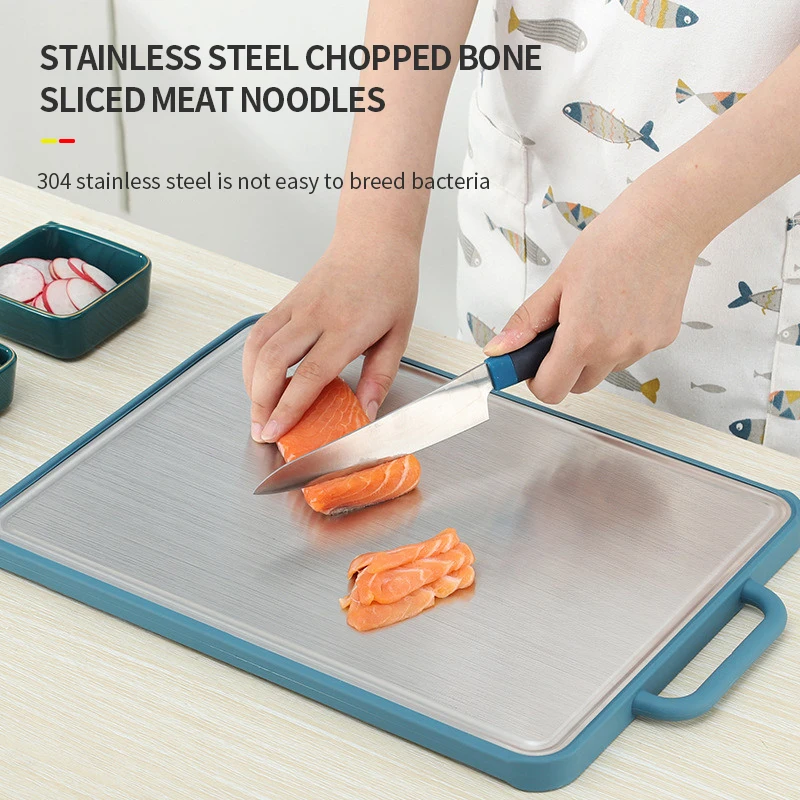 Kitchenware two side stainless steel chopping board cutting board plastic package edge vegetable chopping board