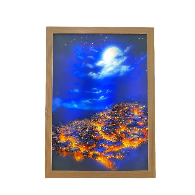 New light painting photo frame Custom PVC Wooden Photo Frames with LED Light Painting for Light Paintings and Picture