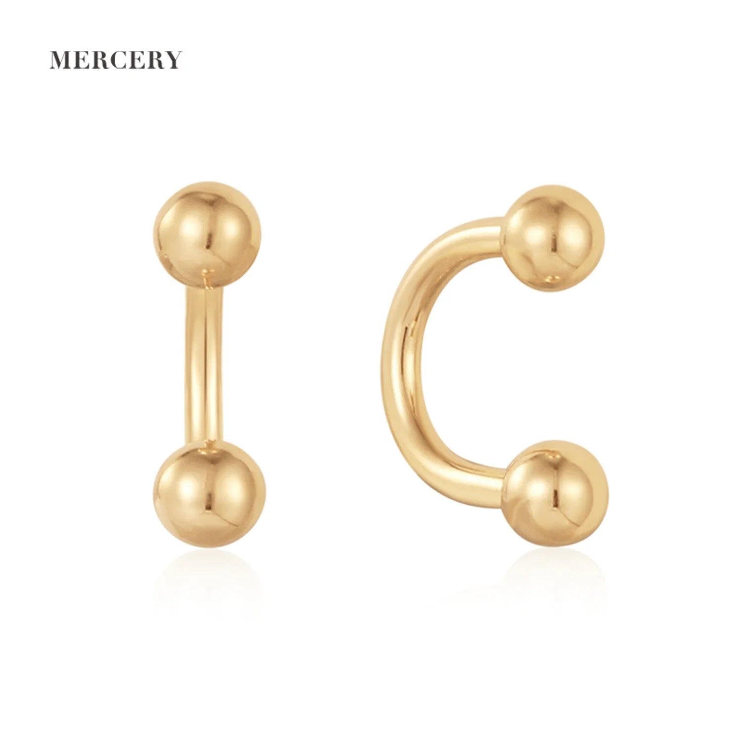 Mercery ODM Horseshoe Hoop Helix Daith Cartilage Tragus Nipple Piercing Septum Nose Rings 14k Solid Gold Labret Barbell Earrings