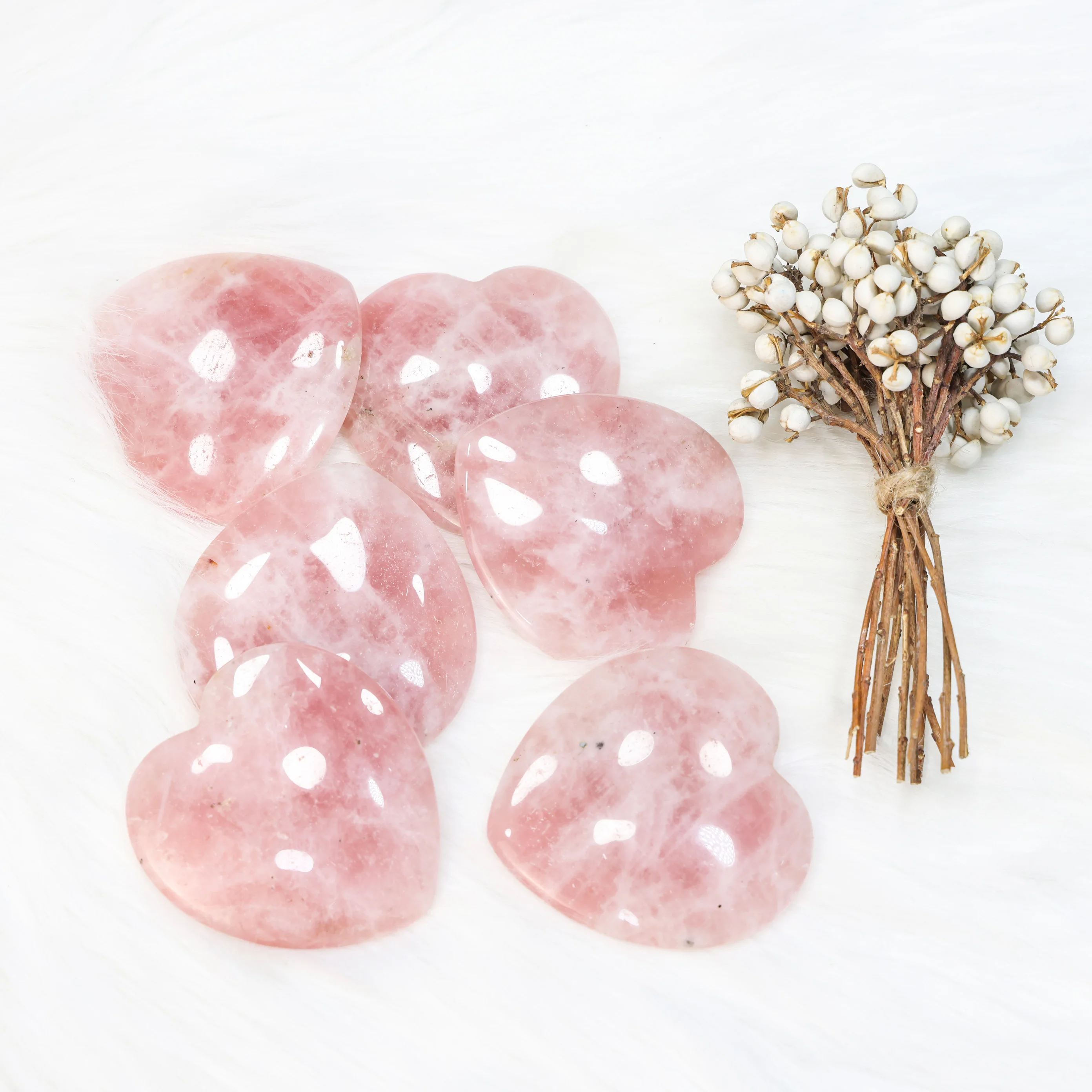 Wholesale low price  Natural Custom Gem Crystals Healing stone crystal rose quartz  heart