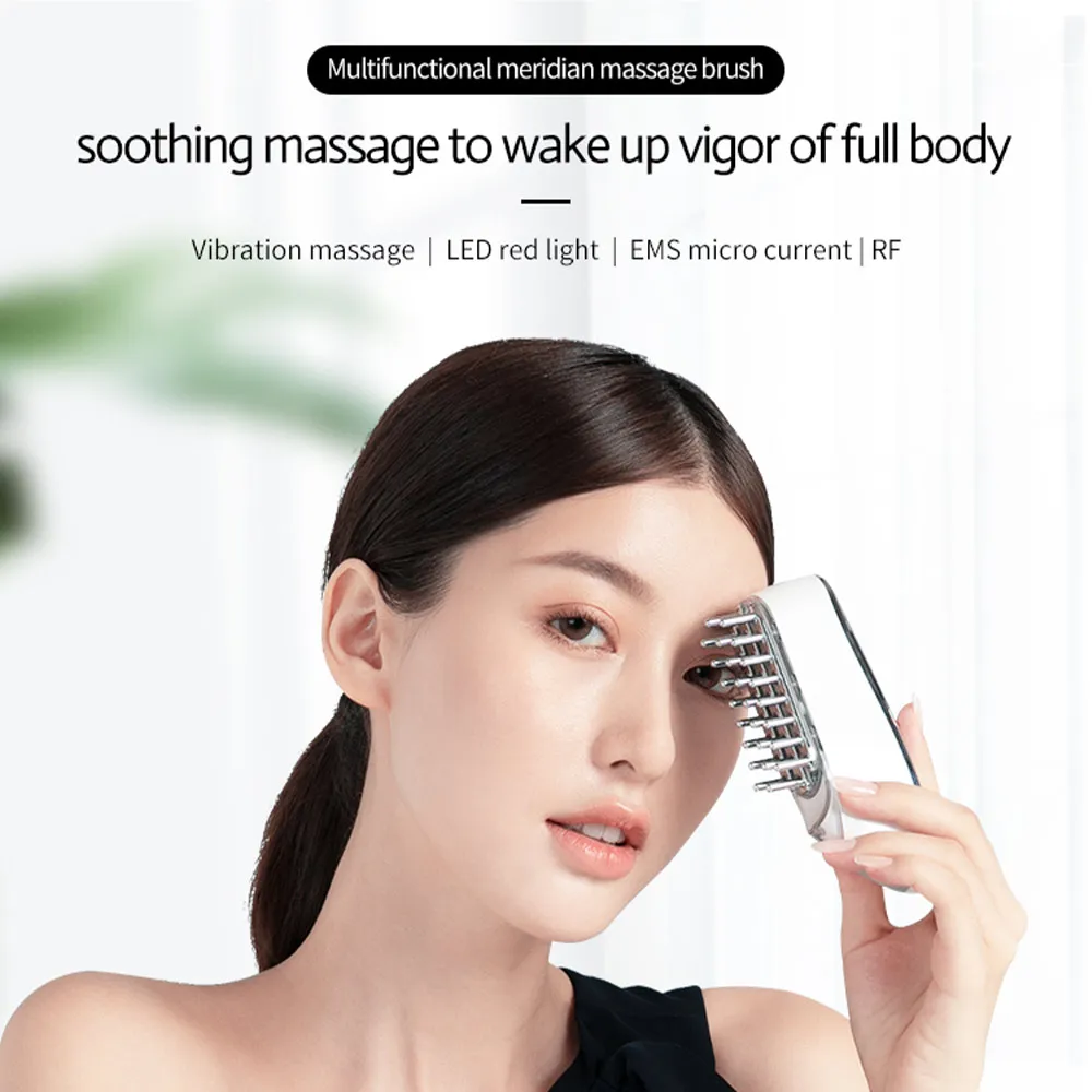 Multifunctional Hair Scalp Brush Massage RF Ems Photon Beauty Device Eco Friendly Hair Comb Brush