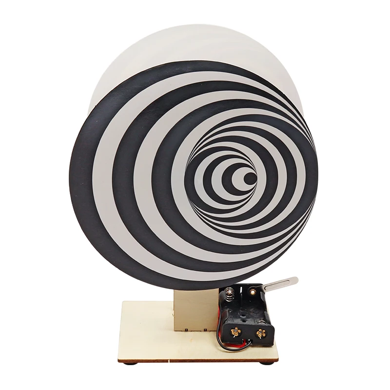 Wholesale student learning DIY Duchamp Turntable Electric wooden science  optical illusion physical science kits educational toy