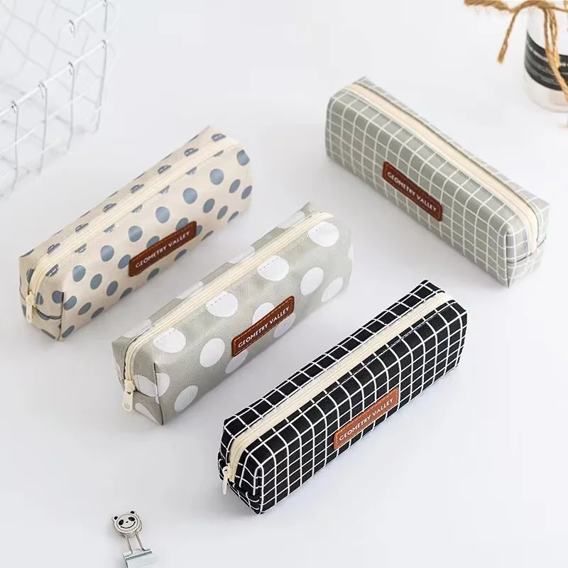 logo student zips pencil bag pencil case Wholesale studentstationery Creative Large Capacity Cloth Pencil Case for Girls School