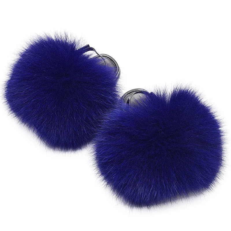 Baby kids fashion summer fur sandals fox fur slip slides infant walking slipper sandals