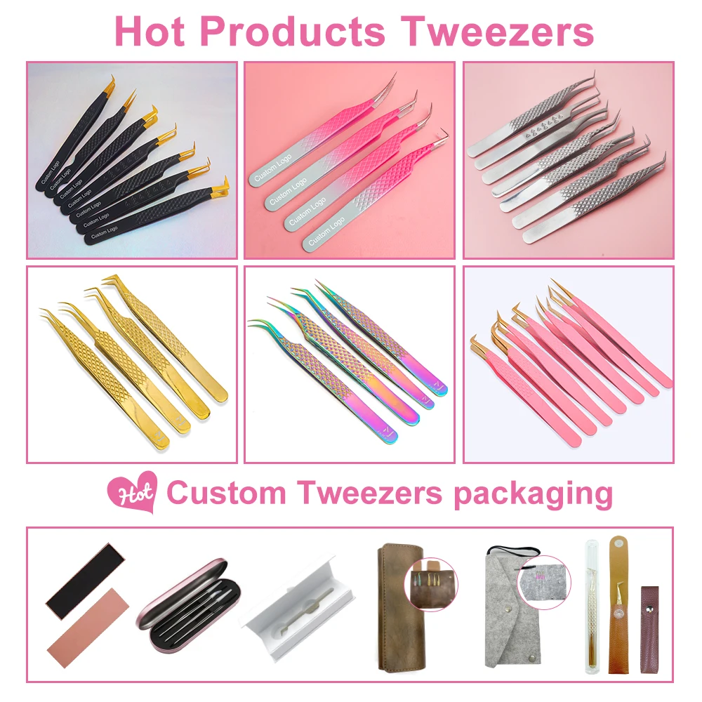 Eyelash Applicator Tweezers Beauty Tool Stainless Steel Laah Tweezers Plier 45 90 Degree fiber tip tweezers