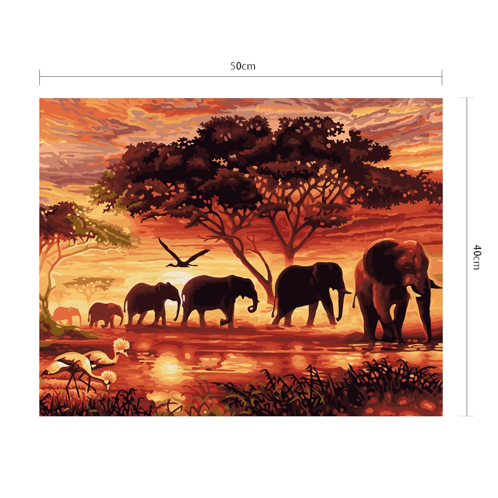 
The African Elephant Environmental Protection Office Hotel Wall Decoration DIY Oil Painting Decoration Painting by Numbers 