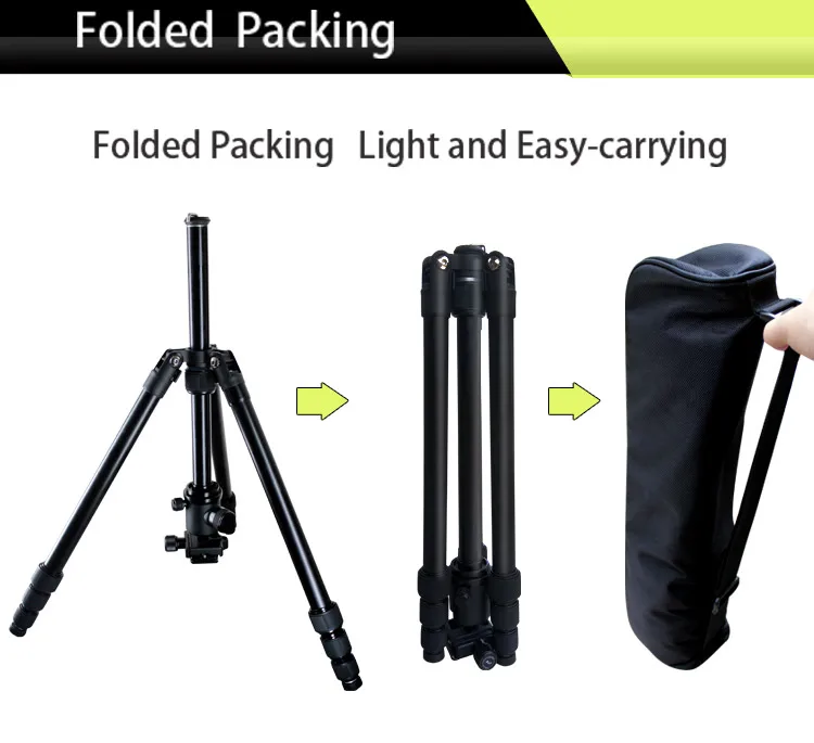 Hot Selling Multiple Function Aluminum Professional Video Camera Tripod with CNC Ball Head Twist-lock for Recording