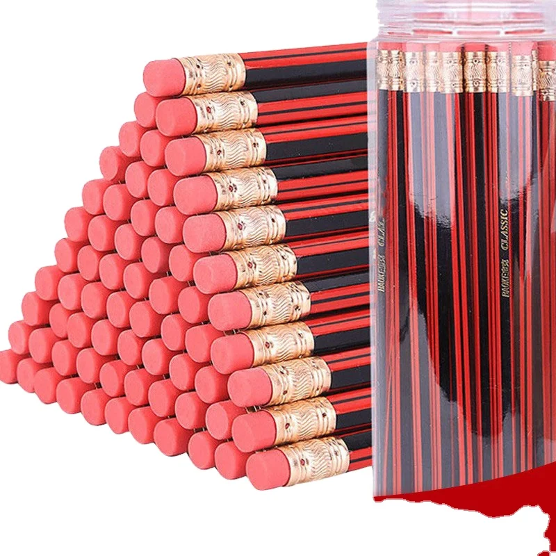 Custom logo hexagon wooden HB standard pencil with eraser for school promotion