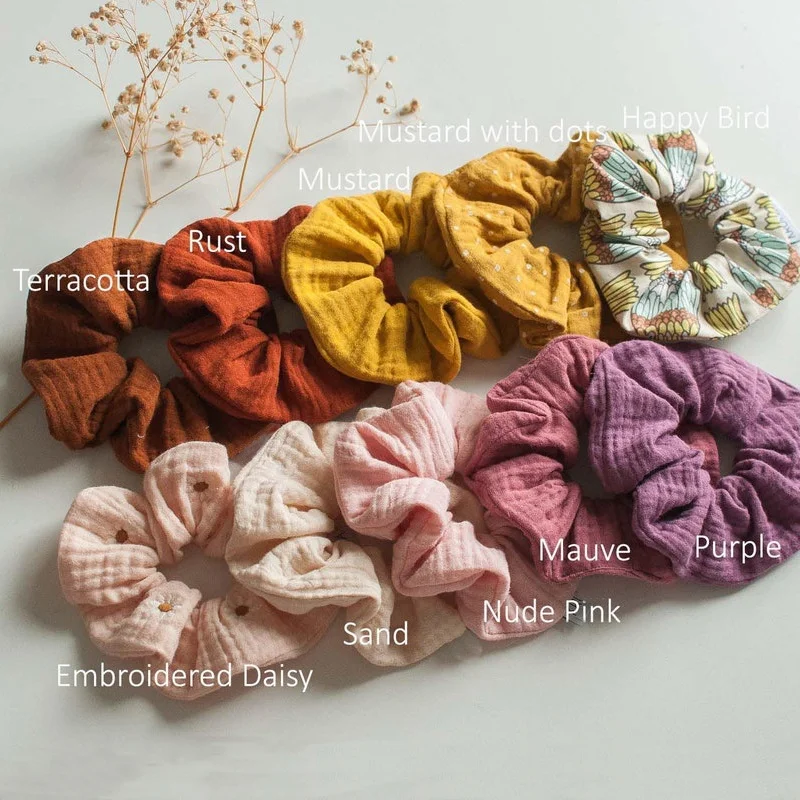 Оптовая продажа низкий цвет MOQ муслиновая детская веревка для волос взрослых