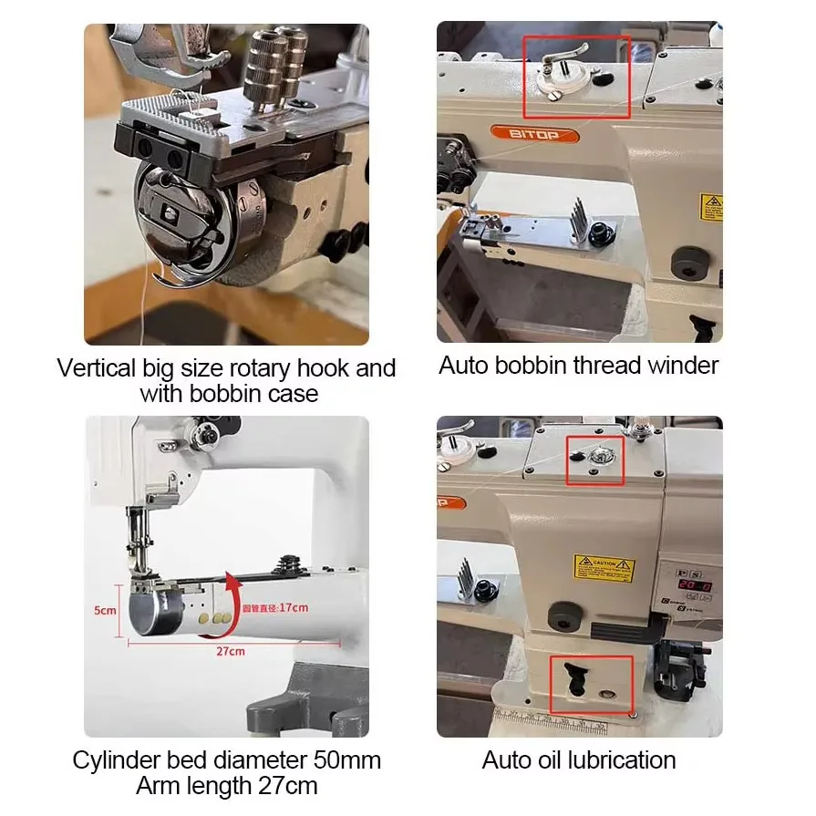 BT-2628-D Single needle cylinder  compound feed post bed leather sewing machine for luggage bag heavy duty  material