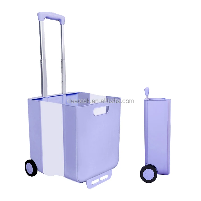 foldable rolling basket supermarket silicone plastic folding cart shopping baskets plastic shopping trolley with wheels
