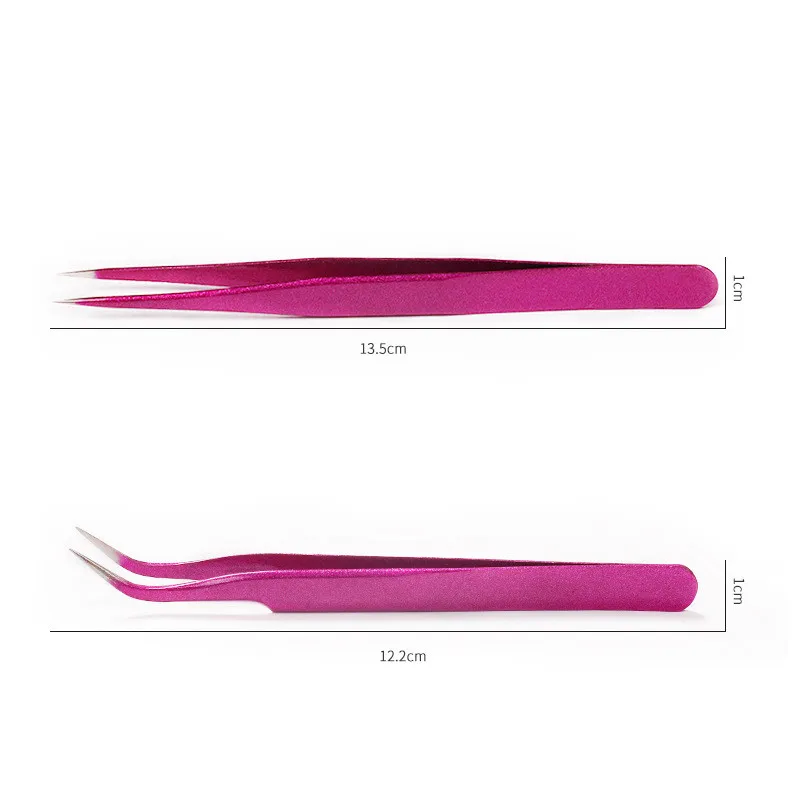 Nail art tools stainless steel elbow straight rose red nail tweezers