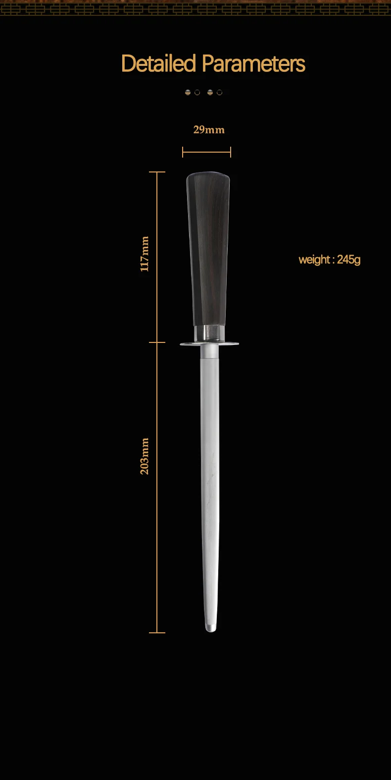 High Quality Carbon Steel Fine Grain Sharpening Rod Butcher Special Quick Manual Knife Sharpener With Wood Handle