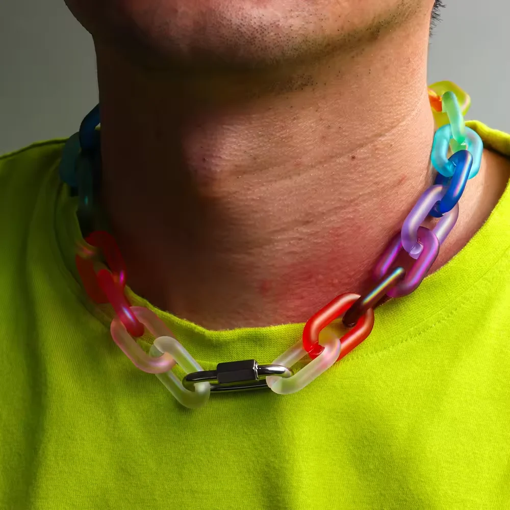 2024 Summer Acrylic Chain Gradient Laser Transparent Cuban Link necklace For Women