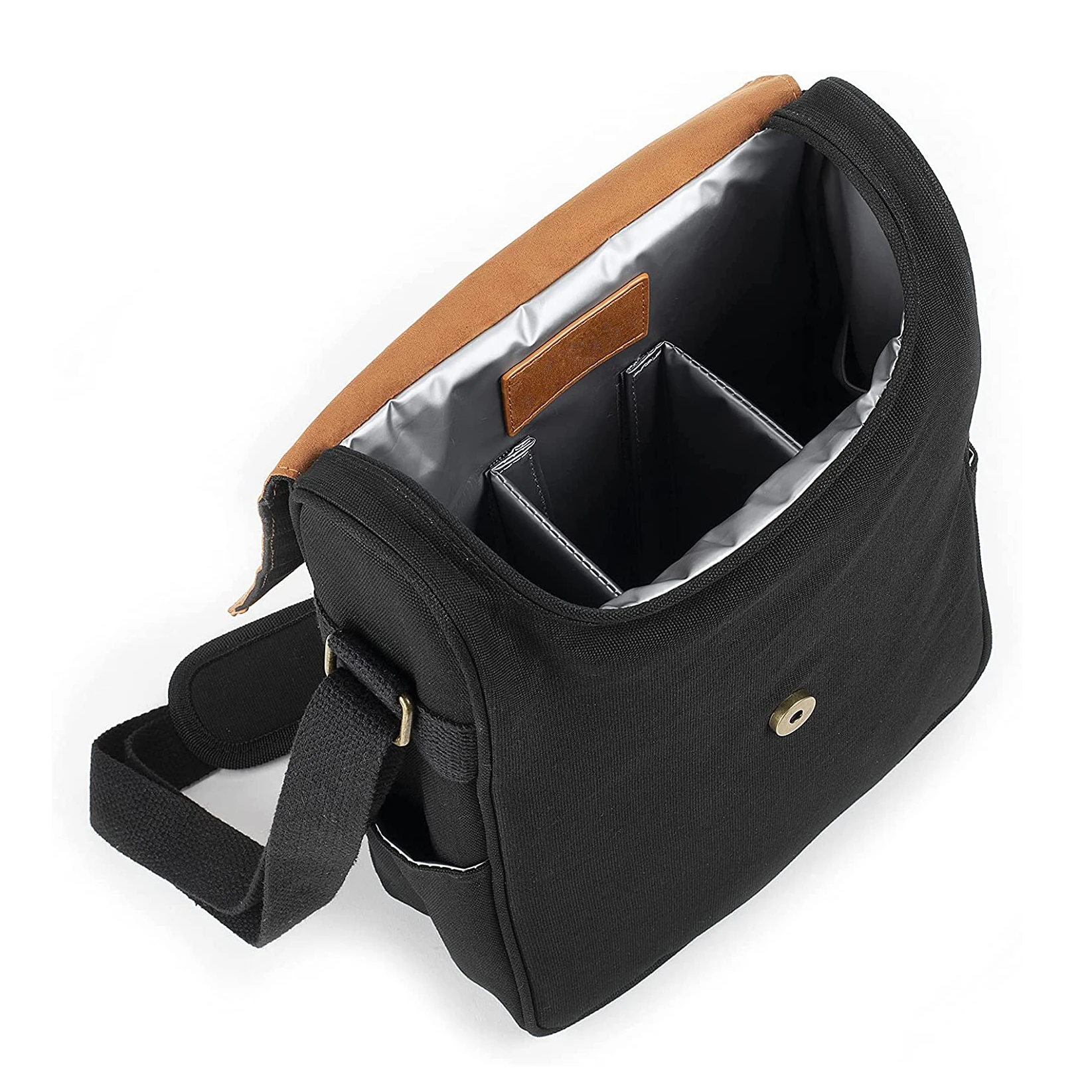 3 Bottle Wine Cooler Bag Thermal Linner Canvas Wine Carrier Bag with Should Strap Removable Divider