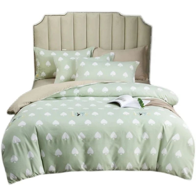 
Cheap Factory Price Universal King Size Bedding Set 4pcs Plant Pattern Printing Quilt Cover Set 