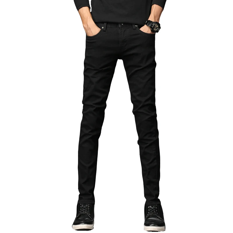 
In stock High Quality Wholesale Black Casual Men Denim Tight Jeans Straight Cut for Men 