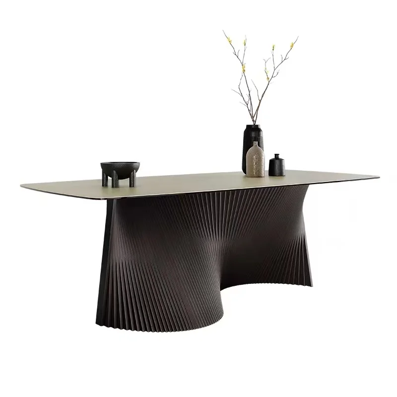 France Artistic Dining Table Set Wooden Meeting Room Wood  marble  Console Table marble luxury console  dining table