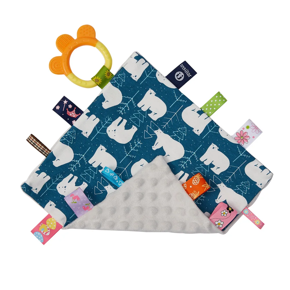  High Quality Baby Small Soothing Towels New Design Coloful Bean Hankies With Teething