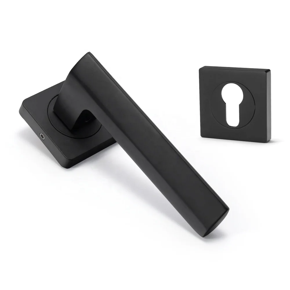 Yonfia A8231R10 matt black solid aluminium interior door handles home bedroom mortise lever door handle black for wood door