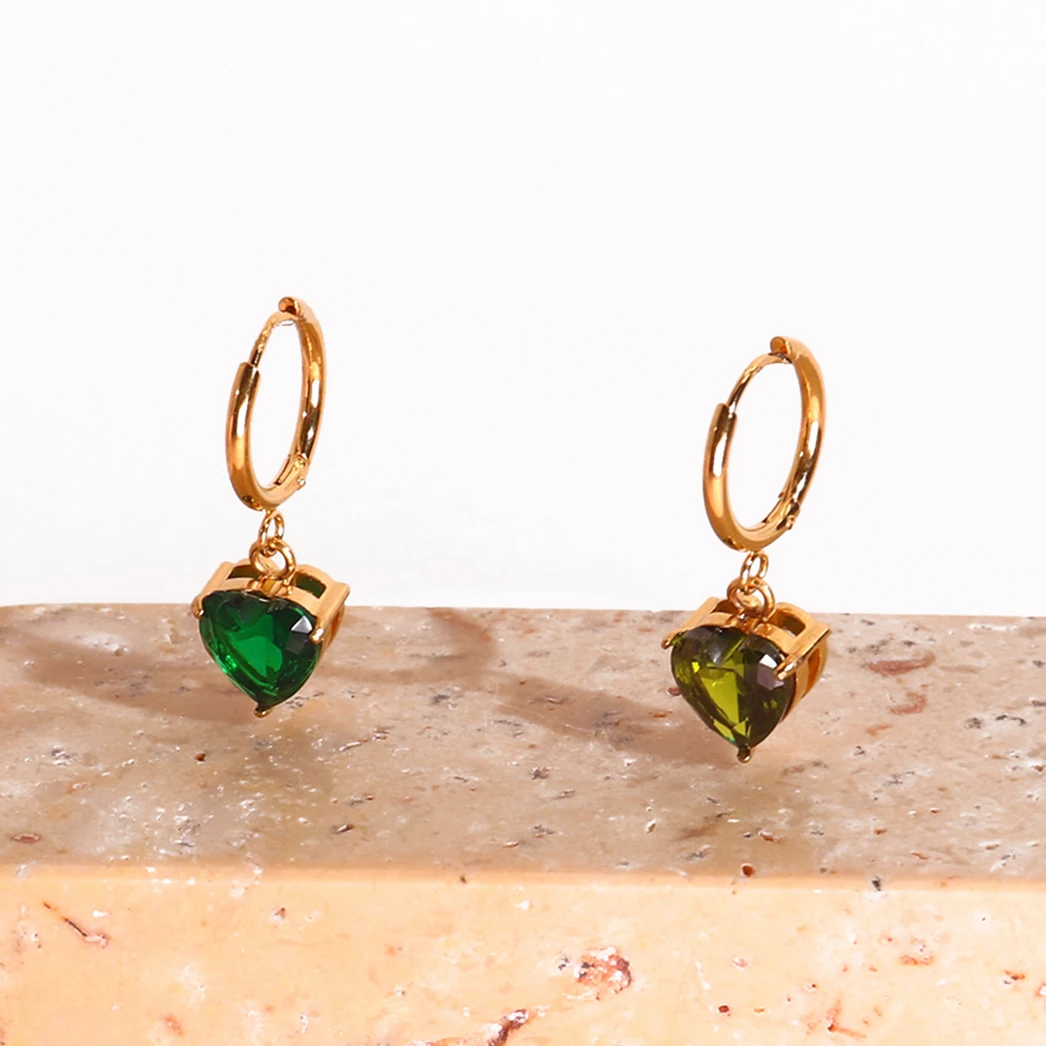 Minimalist Joyas Custom Stainless Steel Hypoallergenic Cz Charm Women Earrings 18K Gold Plated Hoop Piercing Earrings