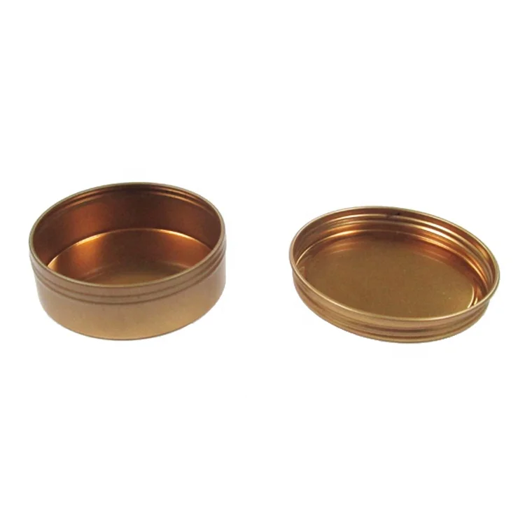 Round Gold Candle Tin Box With Screw Lid