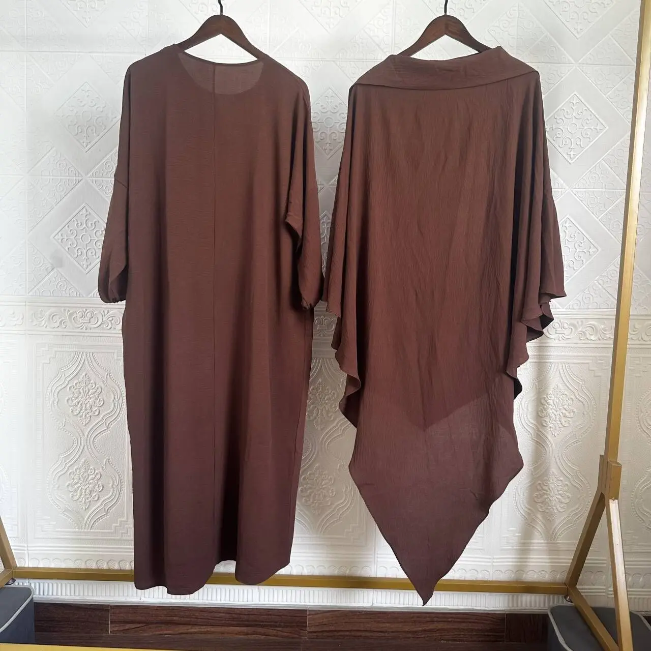 2024 EID Dubai Turkish Women Muslim Dress Abaya With Khimar 2 Two Piece Prayer Jazz Crepe Abaya Set