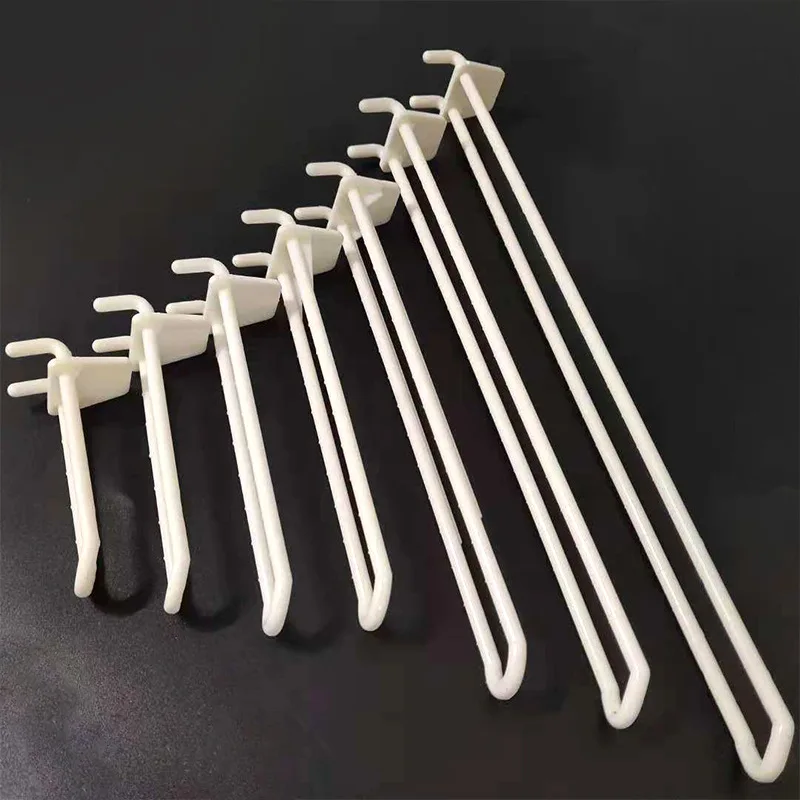 Customized Double Euro Slat Wall Accessories Supermarket Slatwall Display Plastic Hook for Cardboard Display