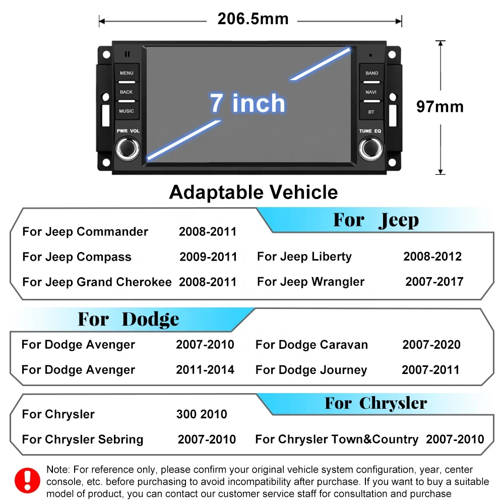 JYT 7 Inch Ram 4GB Rom 64GB/128GB Double Din Car Stereo Android Car Radio Mirror Link DSP Car DVD Player Navigation GPS For Jeep