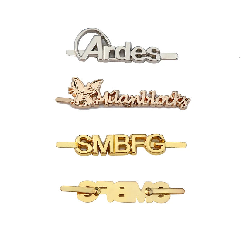 die-casting custom brand engraved nameplate sewing metal label for jeans and bags