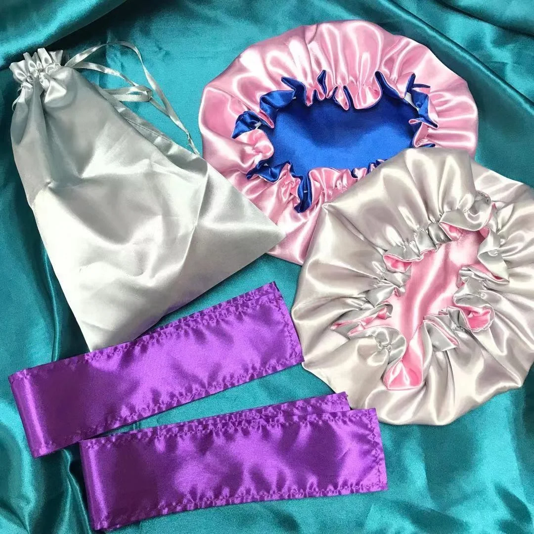 
New Product Designer Satin Hair Bonnets With Logo 