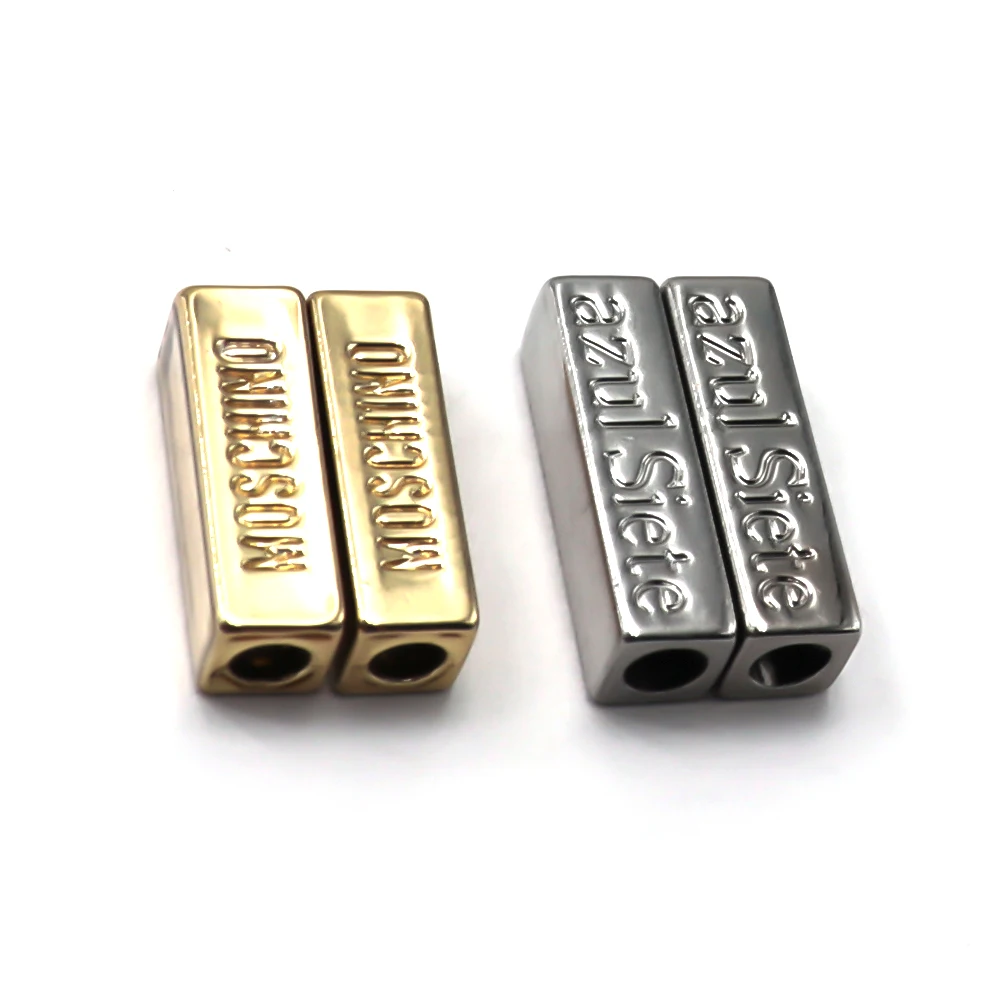 Wholesale Fashion Gold Silver Shoe Lace Tips Engraved Logo Shoe Laces Head Aglets Stopper for clothings shoes and  swimming