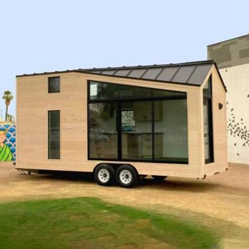 Modern Luxury Mobile 20ft Micro Trailer Container House Family Log House Prefab House on Wheels