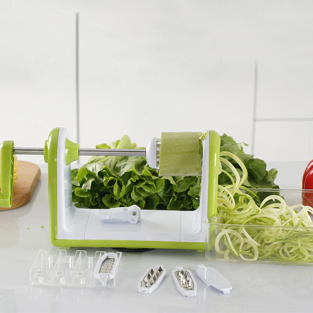 Plastic suction base ensures stability with container new design hand held spiralizer factory price spiral vegetable slicer