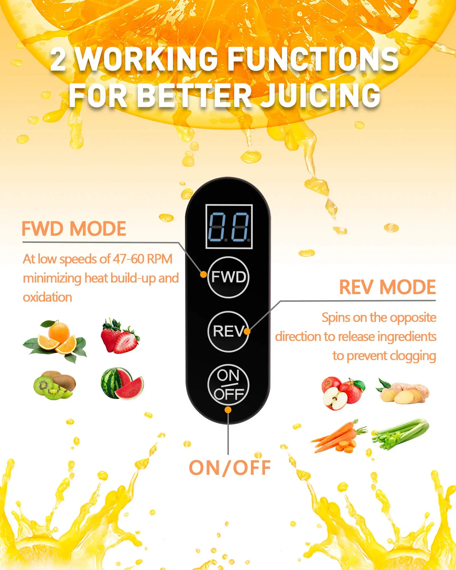 MSF vertical big mouth slow masticating juicer