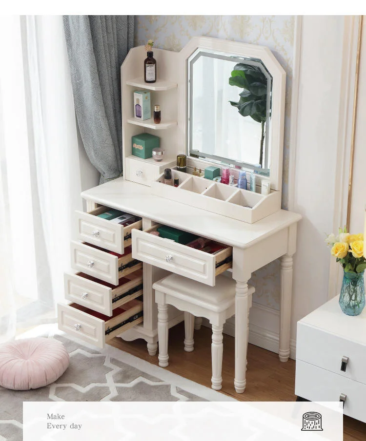 SZT-01 Simple Netflix Dresser Mirror Makeup With Lights Study Bedroom Modern Minimalist Small Mini Table