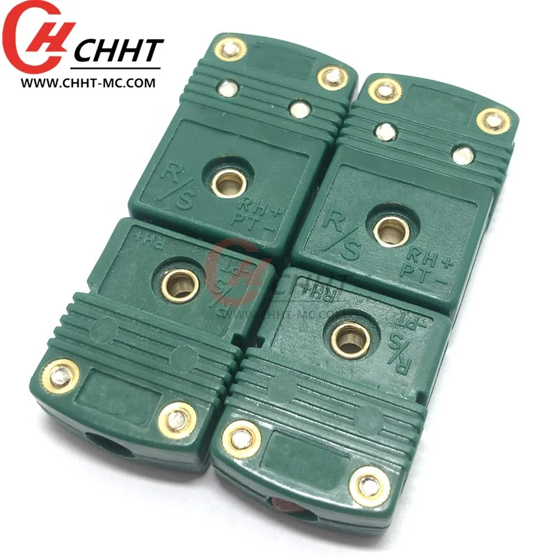 R/S type Excellent Capability Green Thermocouple Mini Connector Flat Pin Panel Thermocouple Connector