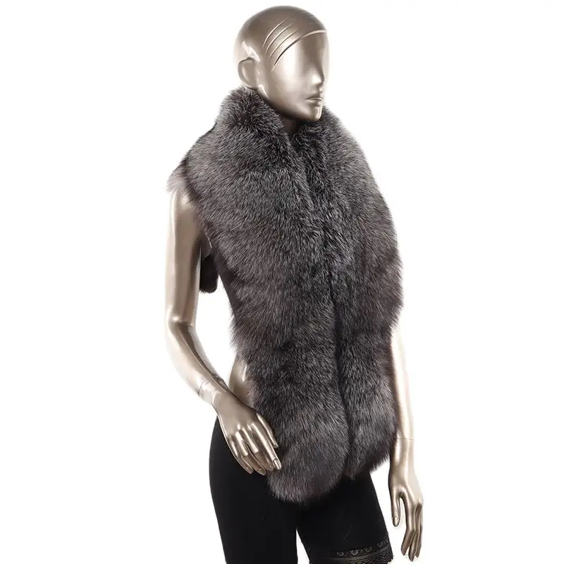 wholesale fur shawl scarves with winter women good quality fluffy fashion sliver fox fur scarf cape for girls