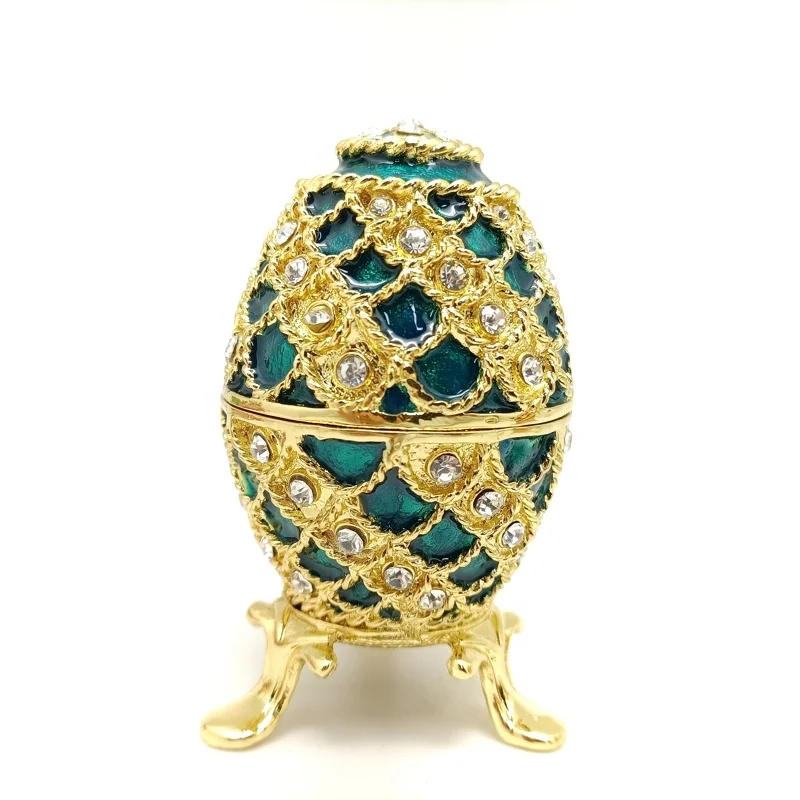 Enamel Pewter Metal Easter Egg Trinket Boxes Jewelry Box Metal Gift Box Home Decorative