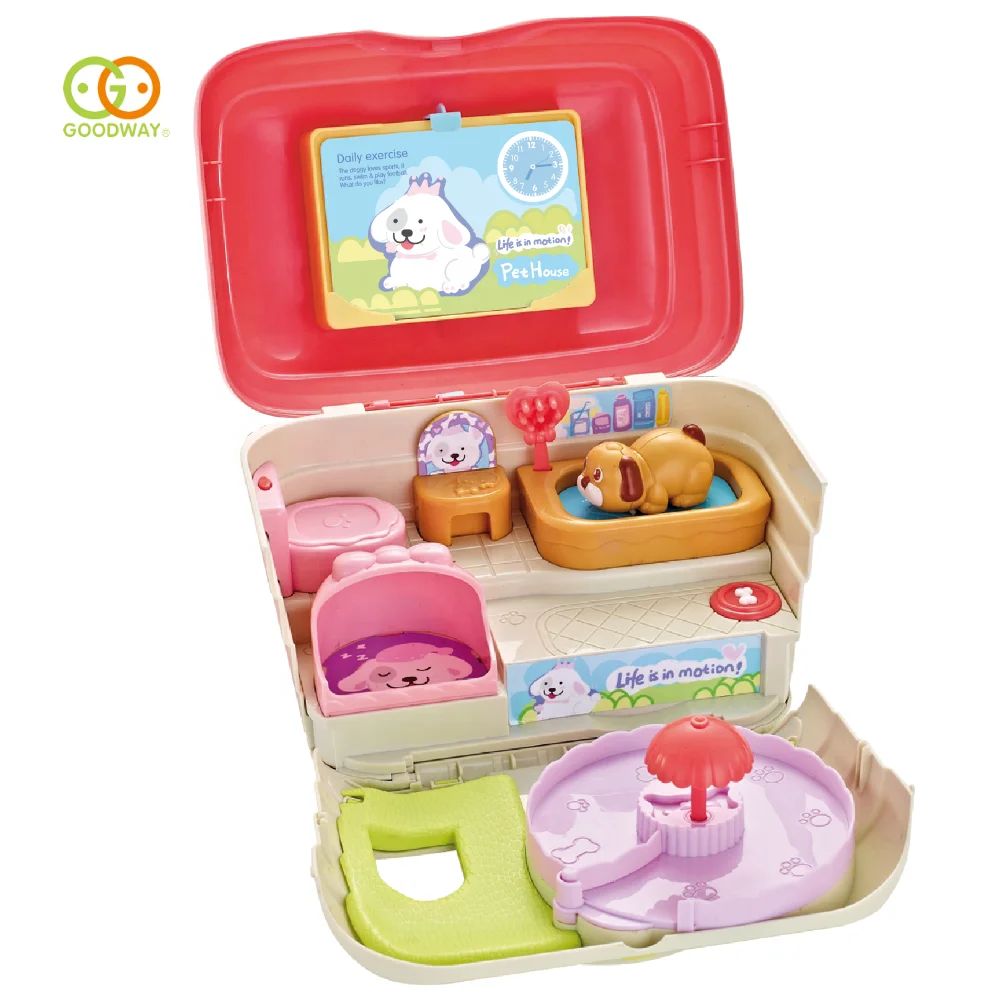 children new educational puppy dog pet house baby preschool pretend play toys set for sale