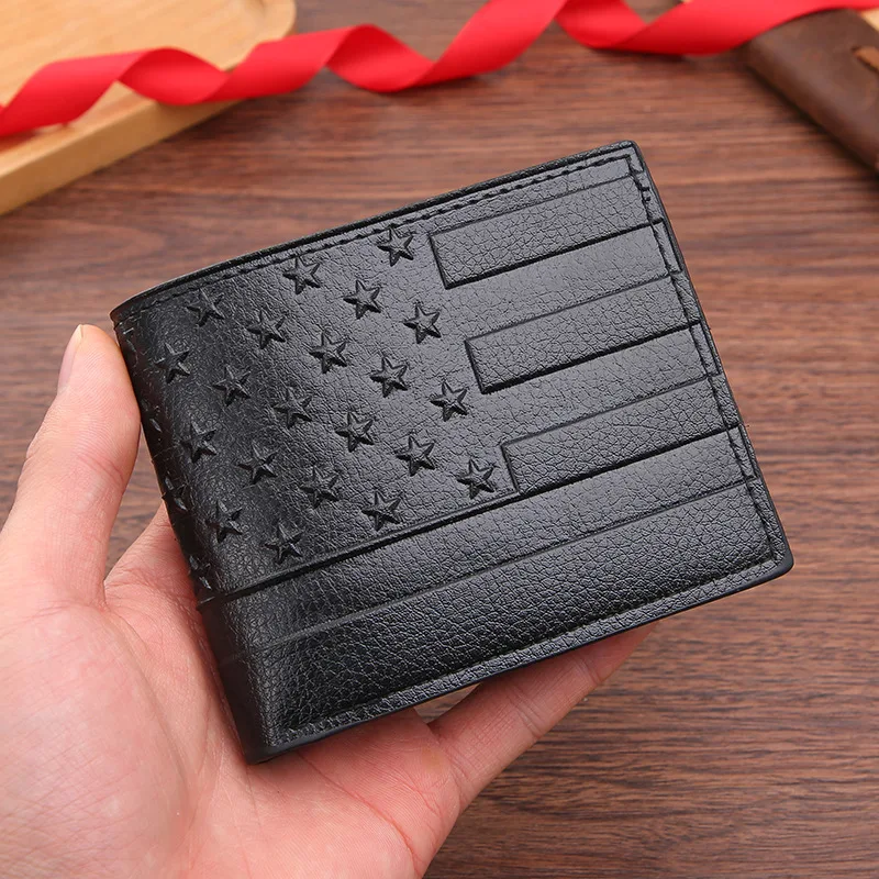 Creative Star Embossed PU Leather Wallet Slim Money Clips Mens Wallet Card Holder Vintage Cash Bifold Short Purse Wallet