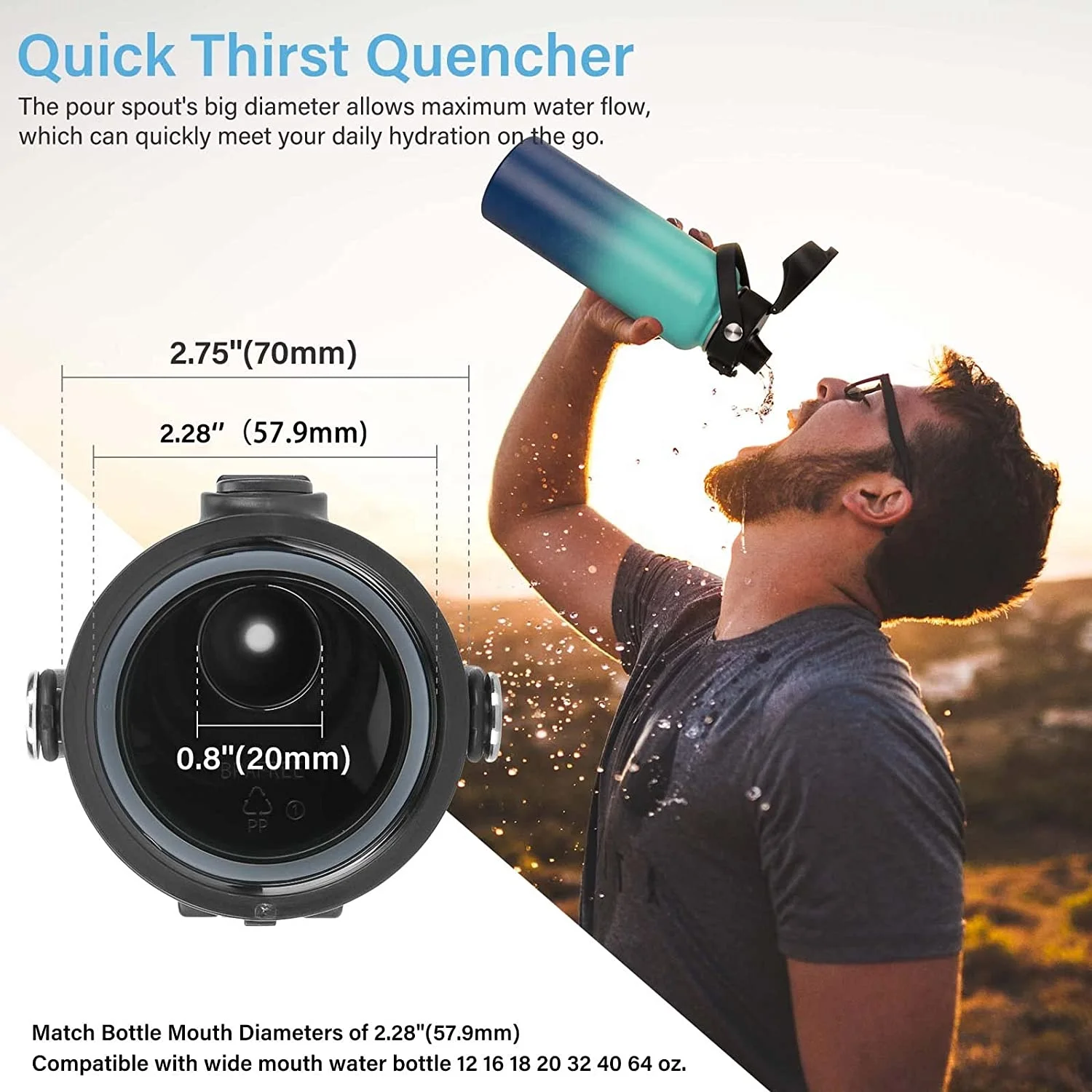 Spout lid straw lid water bottle vacuum wide mouth kids water bottle cap with lid and straw