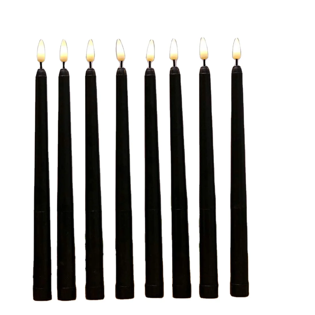 Pack of 12 Black Body Flickering Flameless Taper Candles11 inch Warm White Glow Plastic Battery Powered Realistic Christmas