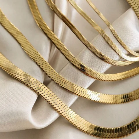 OEM 14k Silver Flat Gold Plated Filled Women Men Curb Rope Cuban Link Stainless Steel Snake Jewelry Chain