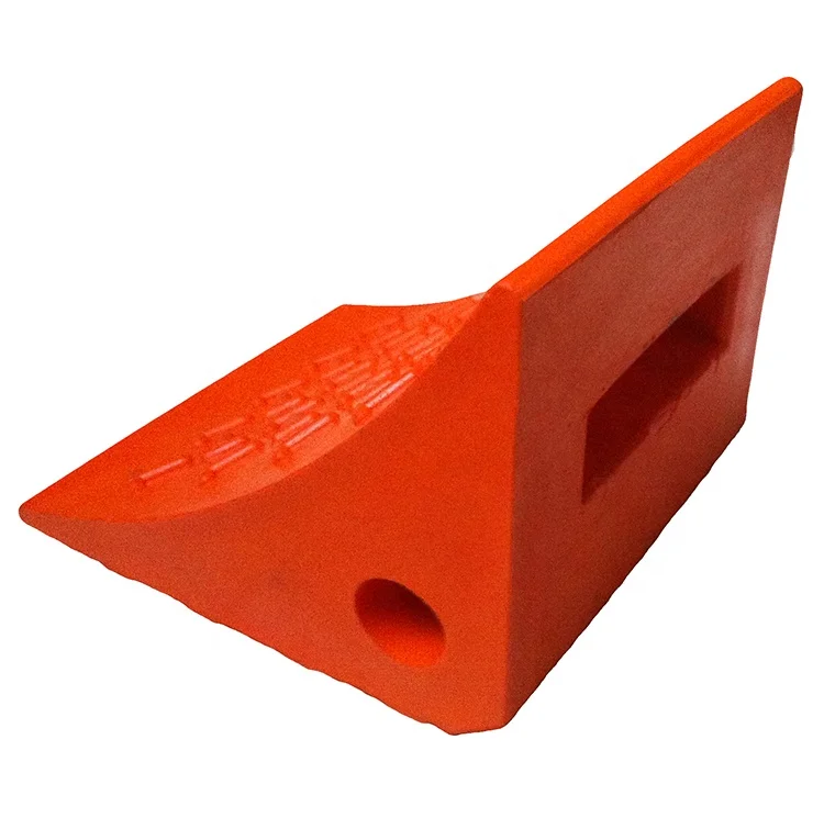 Orange PU Safety Urethane Wheel Chock For 5 Tons UWC01 Light Weight Car Trailer Truck Wheel Chocks